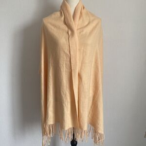 VIRGIN WOOL Scarf Wool & Viscose Pastel Apricot/Peach Shawl Wrap Made In Italy